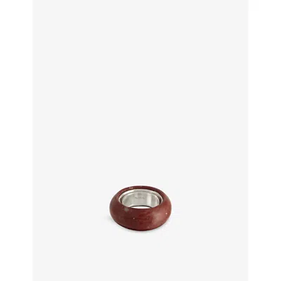 Annika Inez Womens Stone Cigar 925 Sterling-silver And Jasper Band Silv/jasp