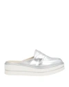 Anno Zero Woman Mules & Clogs Silver Size 8 Textile Fibers In Silver