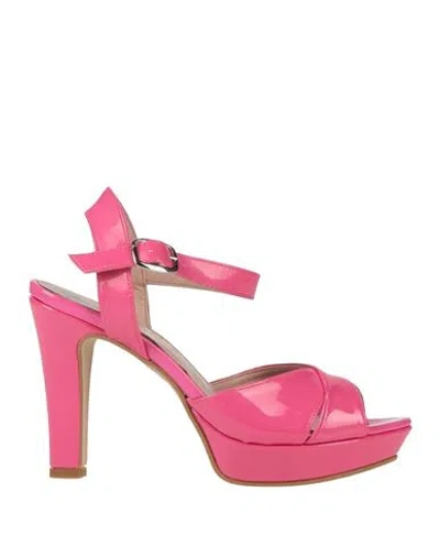 Anno Zero Woman Sandals Fuchsia Size 8 Textile Fibers