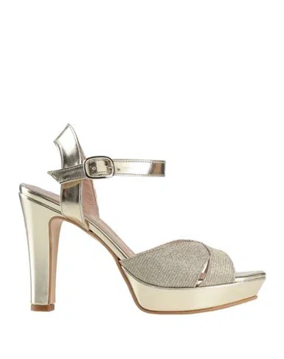 Anno Zero Woman Sandals Gold Size 7 Textile Fibers