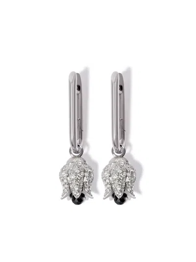 Annoushka 14kt White Gold Tulips Diamond Drop Earrings In Silver