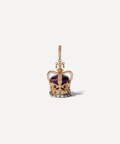 Annoushka 18ct Gold Amethyst And Diamond Coronation Crown Locket Charm