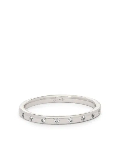 Annoushka 18kt White Gold 2mm Diamond And Ruby Wedding Band Ring In Silber