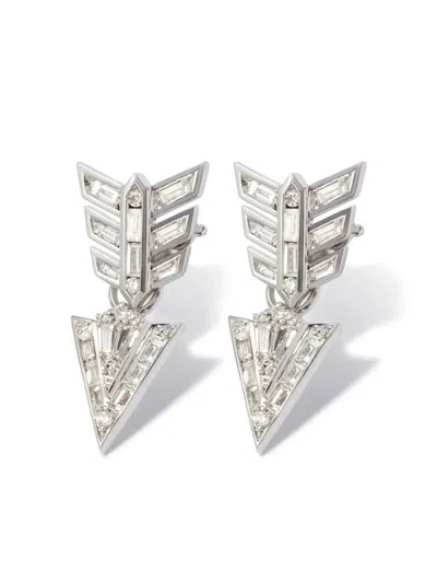 Annoushka 18kt White Gold Deco Feather Arrow Diamond Drop Earrings In B0031901n