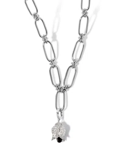Annoushka 18kt White Gold Tulips Diamond Charm Necklace In 银色