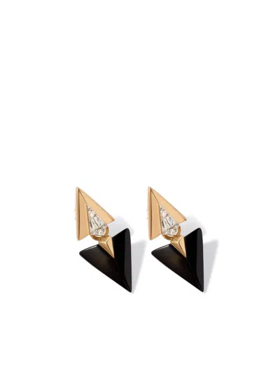 Annoushka 18kt Yellow Gold Deco Arrow Diamond And Onyx Earrings In Bu031922n