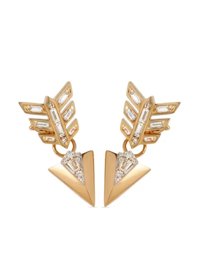 Annoushka 18kt Yellow Gold Deco Diamond Feather Arrow Earrings In B0031900n