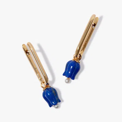 Annoushka Tulips 14ct Yellow Gold Lapis Knuckle Earrings In Blue