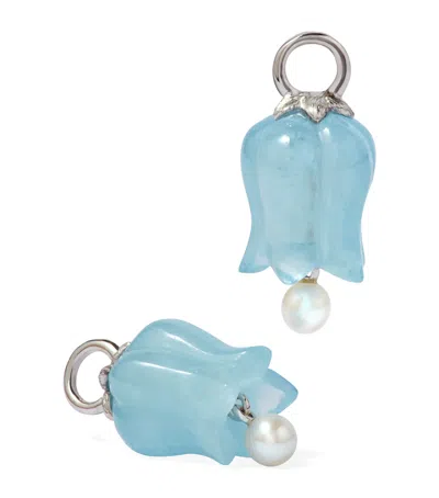 Annoushka White Gold And Aquamarine Tulip Drop Earrings In Silver