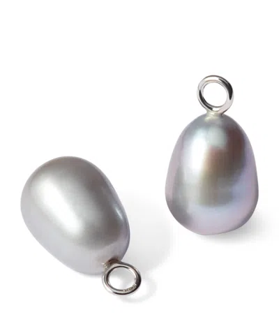 Annoushka White Gold And Baroque Pearl Earring Drops In Silver