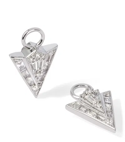 Annoushka White Gold And Diamond Flight Arrow Earring Drops In Green