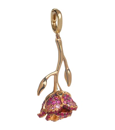 Annoushka X The Vampire's Wife Yellow Gold And Sapphire Wild Rose Charm