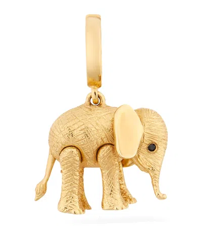 Annoushka Yellow Gold And Diamond Baby Elephant Charm In Black