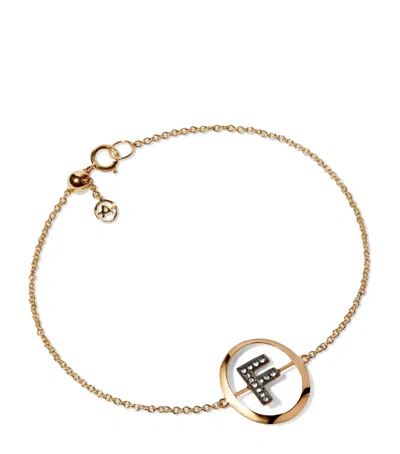 Annoushka Yellow Gold And Diamond Initial F Bracelet