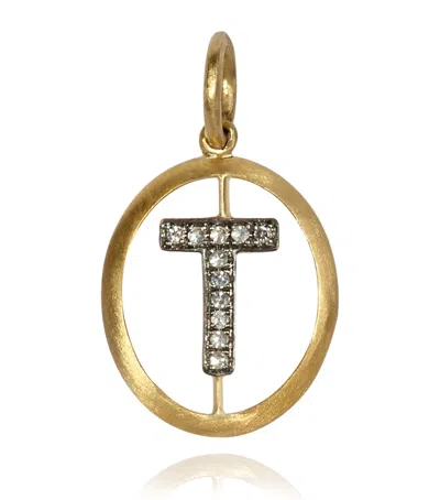 Annoushka Yellow Gold And Diamond Initial T Pendant