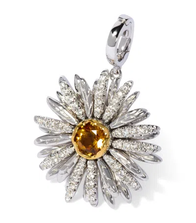 Annoushka Yellow Gold, Citrine And Diamond Mythology Diamond Charm In Silver