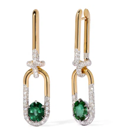 Annoushka Yellow Gold, Diamond And Tourmaline Drop Earrings