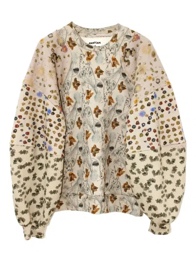 Anntian Floral-patchwork Pullover In Neutral