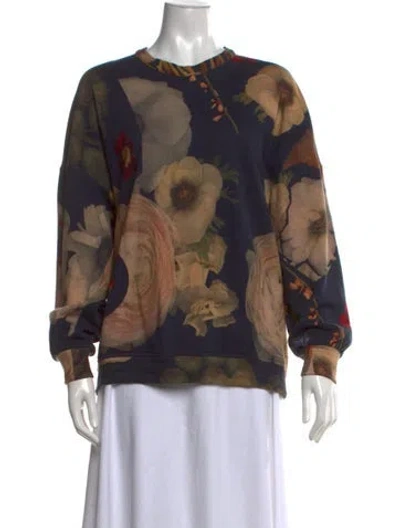 Pre-owned Anntian Floral Print Crew Neck Sweatshirt In Multicolor