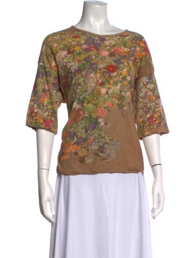 Pre-owned Anntian Floral Print Crew Neck Top In Multicolor