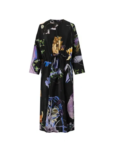 Anntian Floral-print Dress In Black