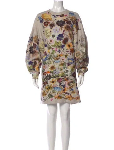 Pre-owned Anntian Floral Print Knee-length Dress In Gray