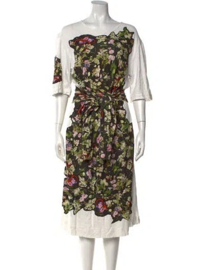 Pre-owned Anntian Floral Print Knee-length Dress In Multicolor