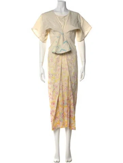 Pre-owned Anntian Floral Print Long Dress In Multi