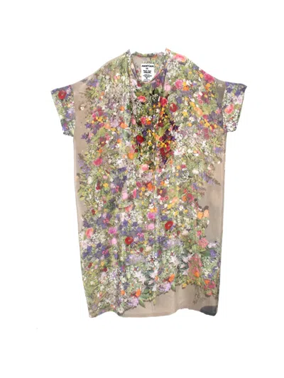 Anntian Floral-print Silk Midi Dress In Multi