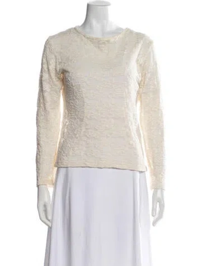 Pre-owned Anntian Lace Pattern Crew Neck Top In Neutrals