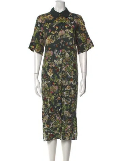 Pre-owned Anntian Linen Knee-length Dress In Green