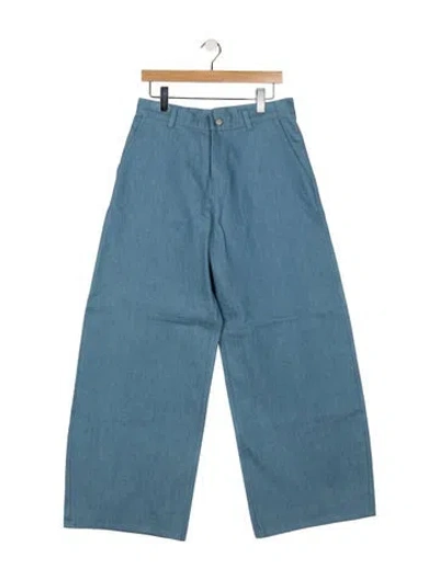 Pre-owned Anntian Mid-rise Wide Leg Jeans In Blue