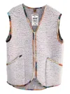 Anntian Patchwork Fleece Vest In Gray