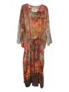 Anntian Print Drawstring Midi Dress In Multi