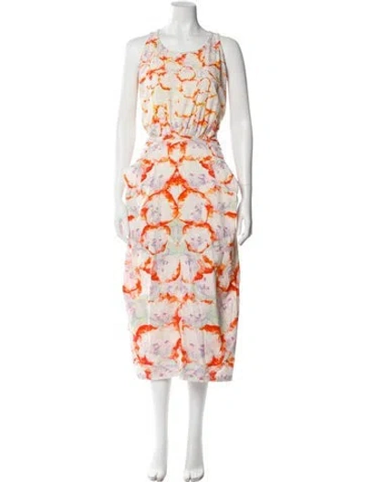 Pre-owned Anntian Printed Long Dress In Neutral