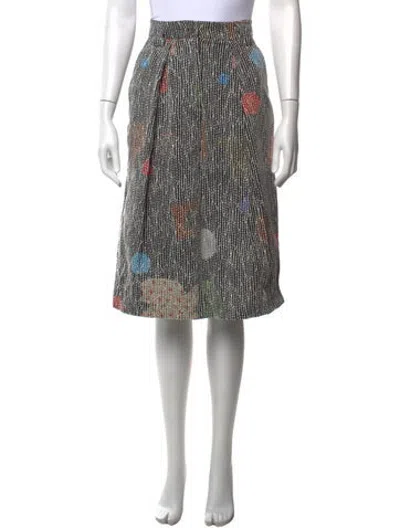 Pre-owned Anntian Printed Midi Length Skirt In Black