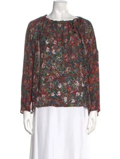Pre-owned Anntian Silk Floral Print Blouse In Multi
