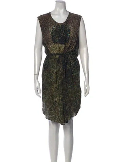 Pre-owned Anntian Silk Knee-length Dress In Brown