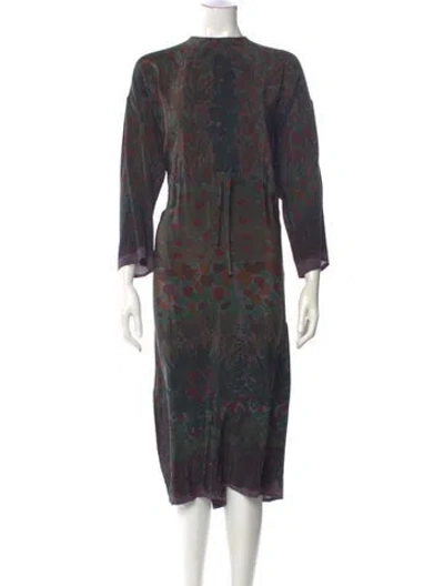 Pre-owned Anntian Silk Long Dress In Green