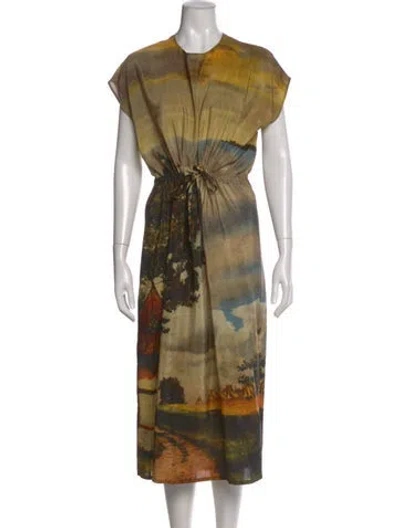 Pre-owned Anntian Silk Long Dress In Multi