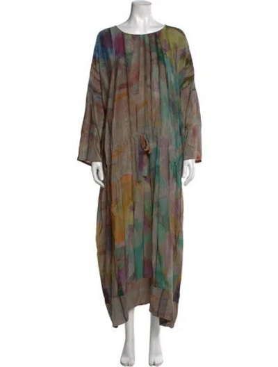 Pre-owned Anntian Silk Long Dress W/ Tags In Multi