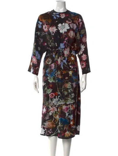 Pre-owned Anntian Silk Midi Length Dress In Black