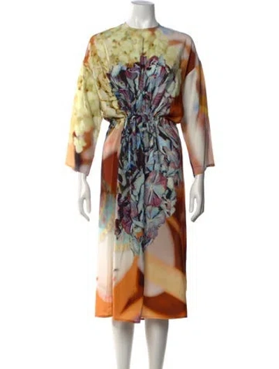 Pre-owned Anntian Silk Midi Length Dress In Blue
