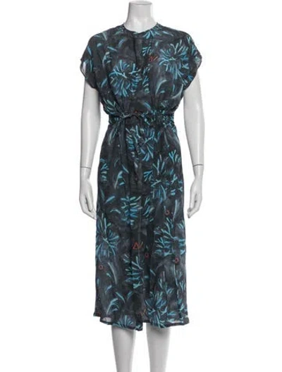 Pre-owned Anntian Silk Midi Length Dress In Blue
