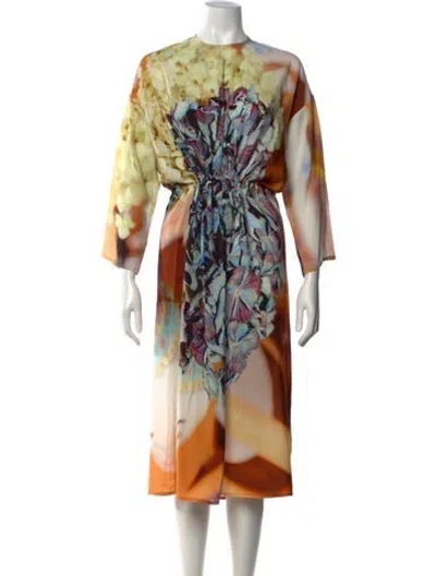 Pre-owned Anntian Silk Midi Length Dress In Blue