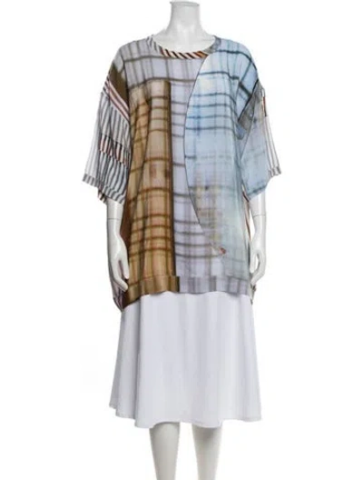 Pre-owned Anntian Silk Patterned Top In Blue