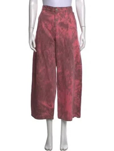 Pre-owned Anntian Tie-dye Print Wide Leg Pants In Pink