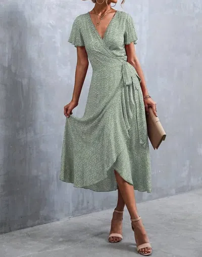 Annva Fashion Midi Wrap Dress In Green