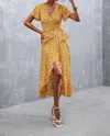 Annva Fashion Midi Wrap Dress In Yellow