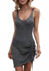 Annva Fashion Ruched Knit Dress In Black